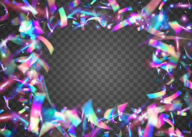 Vector illustration of Birthday Texture. Glitter Foil. Neon Sparkles. Laser Colorful Te