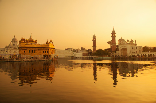 Sunrise at Golden Temple in Amritsar, Punjab, India.
