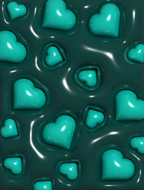 istock Abstract green background with hearts, 3D illustration 1636741807
