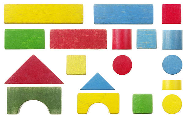 istock Old Wooden Toy Building Block Set Isolated On White 163674508