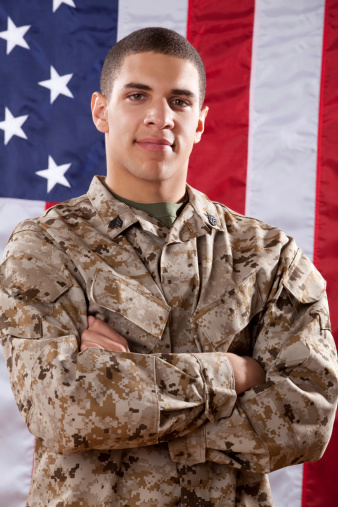 Portrait of a US Marines.  The model is wearing an official US Marine Corps Marpat BDU uniform. -Click on the banners to browse portfolio by collections-