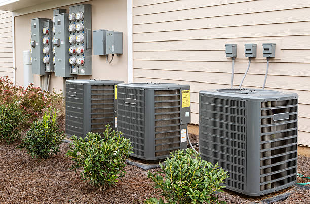 Apartment Air Conditioners and Electric Meters stock photo