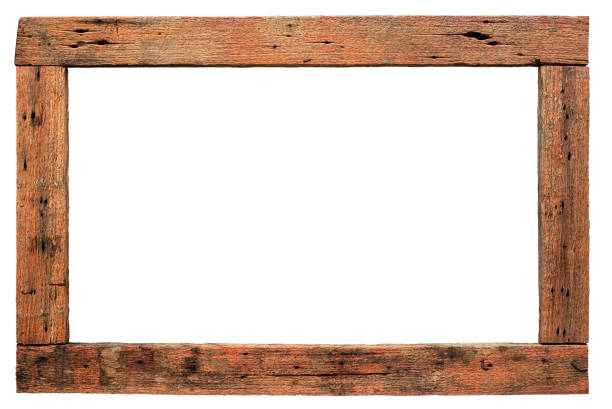 istock Old weathered natural wood border. 163676336
