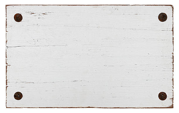 White grunge wood board with four bolts.