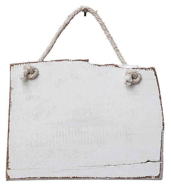 istock Old weathered white wood signboard. 163676362