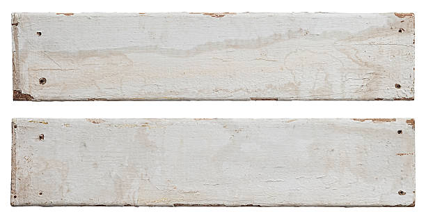 Two old white weathered wood boards. stock photo