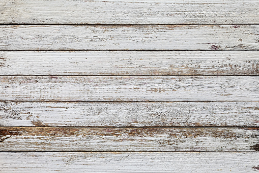 Old white wooden board background texture.