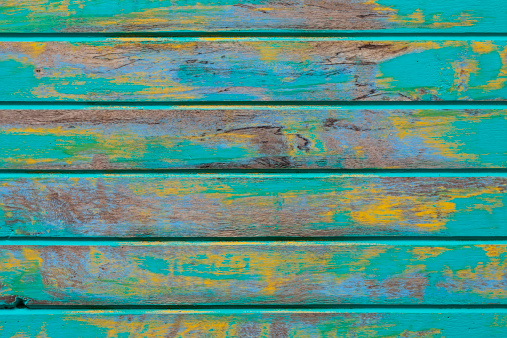 Old abstract turquoise wooden board texture.
