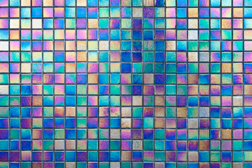 Colourful reflective mosaic tile background.
