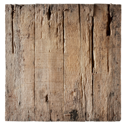 Old weathered wood background isolated on white.
