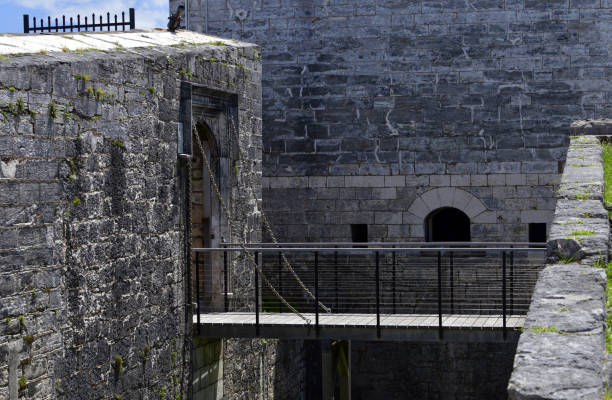 St. George's Island,  Bermuda: Fort St. Catherine, coastal artillery fort at the North-East tip of St. George's Island, in the Imperial fortress colony of Bermuda - The first wooden fort was built on the site in 1612, the current structure dates mostly from the 19th century - Coot Pond Road - UNESCO World Heritage Site.