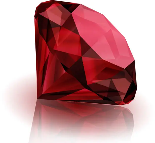 Vector illustration of A deep red ruby laying on its side