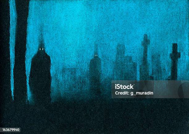 Ghosts Stock Illustration - Download Image Now - Cemetery, Spooky, Drawing - Art Product