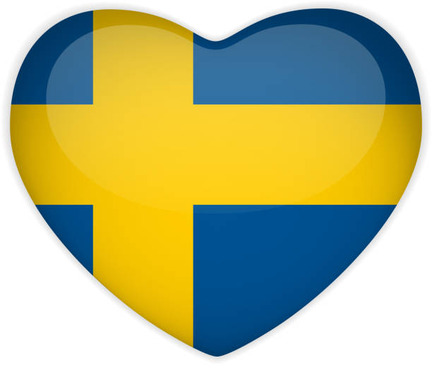 Sweden Flag Heart Glossy Button Sweden Flag Heart Glossy Button swedish flag stock illustrations
