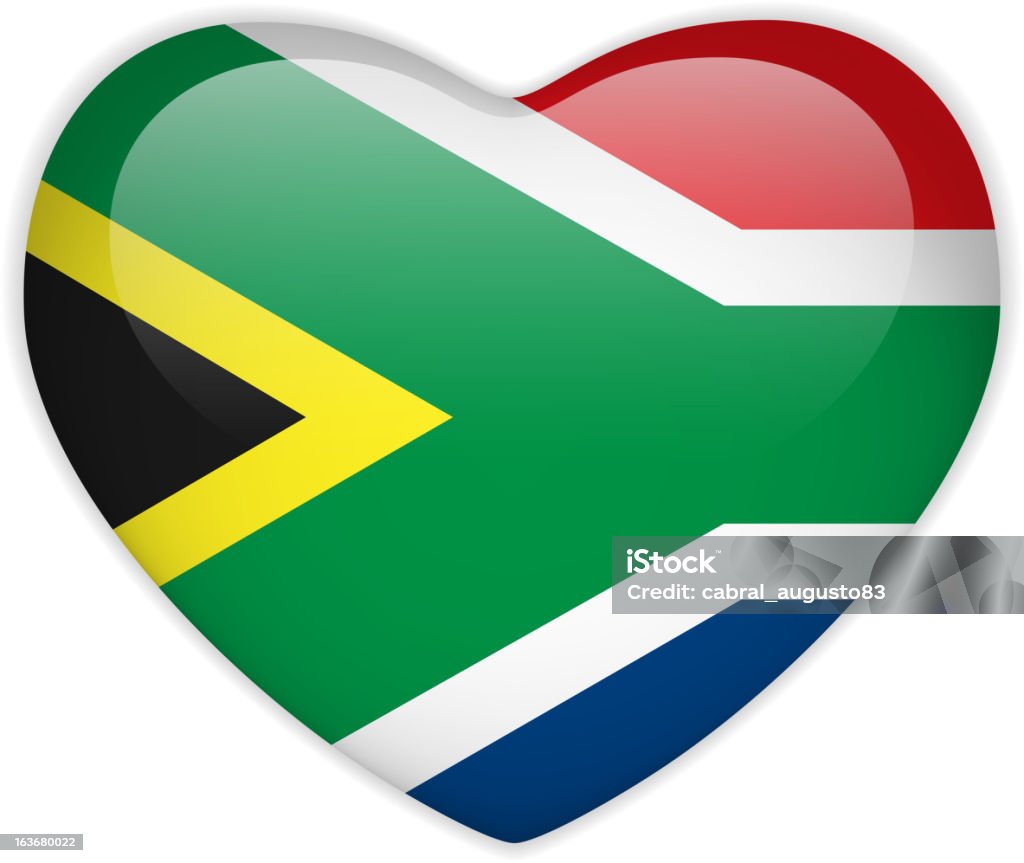 South Africa Flag Heart Glossy Button Badge stock vector