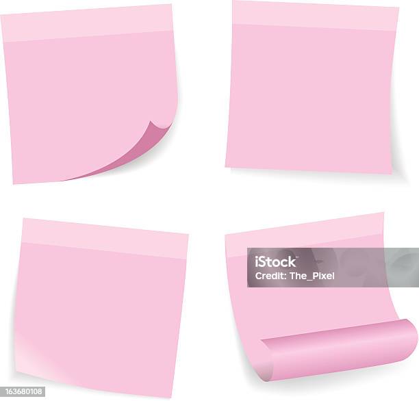 Розовый Записки Набор Stick — стоковая векторная графика и другие изображения на тему Без людей - Без людей, Бизнес, Блокнот