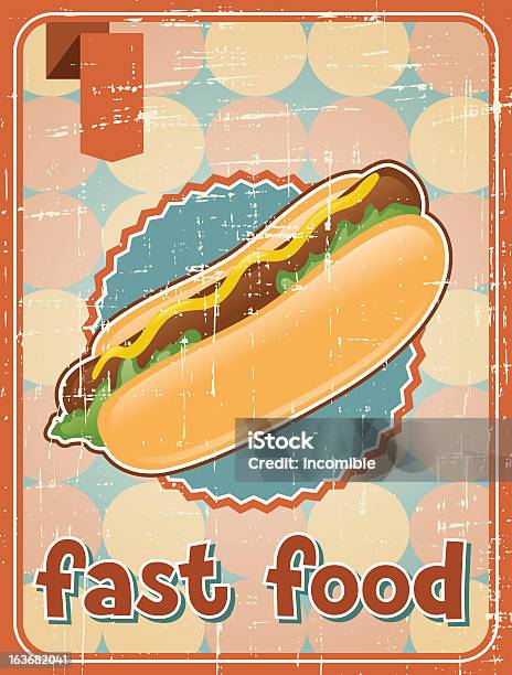 Fast Food Fond Avec Le Chien Dans Un Style Rétro Vecteurs libres de droits et plus d'images vectorielles de Affiche - Affiche, Aliment, Alimentation lourde