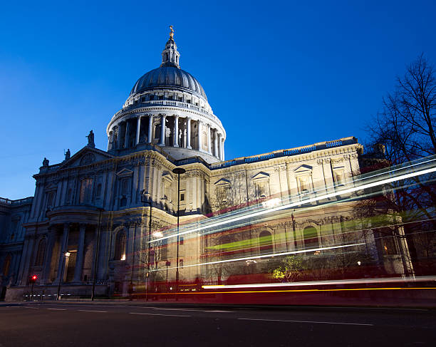 istock St Paul's Cathedral with bus light trails 163682403