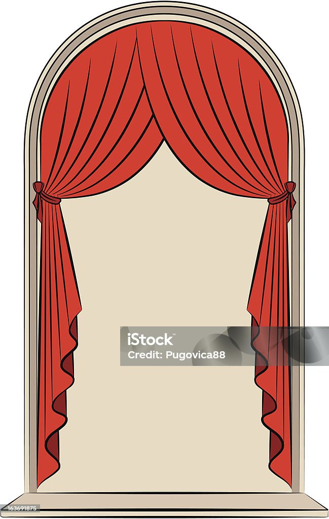 vintage red curtain. ВЕКТОР - Векторная графика Арка - архитектурный элемент роялти-фри