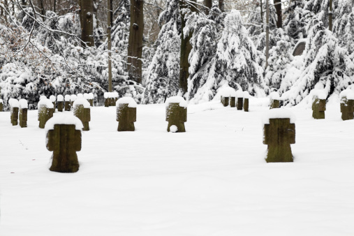 Military cemetery  in winter