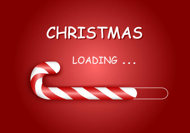 istock Christmas Loading .Vector background with Candy Cane.Merry Christmas and Happy New Year greeting card. Realistic 3d Christmas Candy Cane.Paper cut christmas elements decoration.Holidays are coming. 1636981616