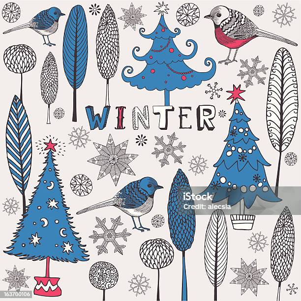 Vetores de Pássaros Em Um Inverno Treechristmas Cartão e mais imagens de Alegria - Alegria, Animal, Arte