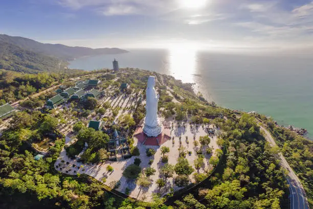 Photo of Aerial view, drone Chua Linh Ung Bai But Temple, Lady Buddha Temple in Da Nang, Vietnam