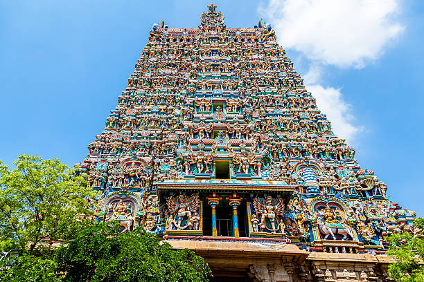 meenakshi templo em madurai, tamil nadu, índia - madurai kerala india tamil nadu imagens e fotografias de stock