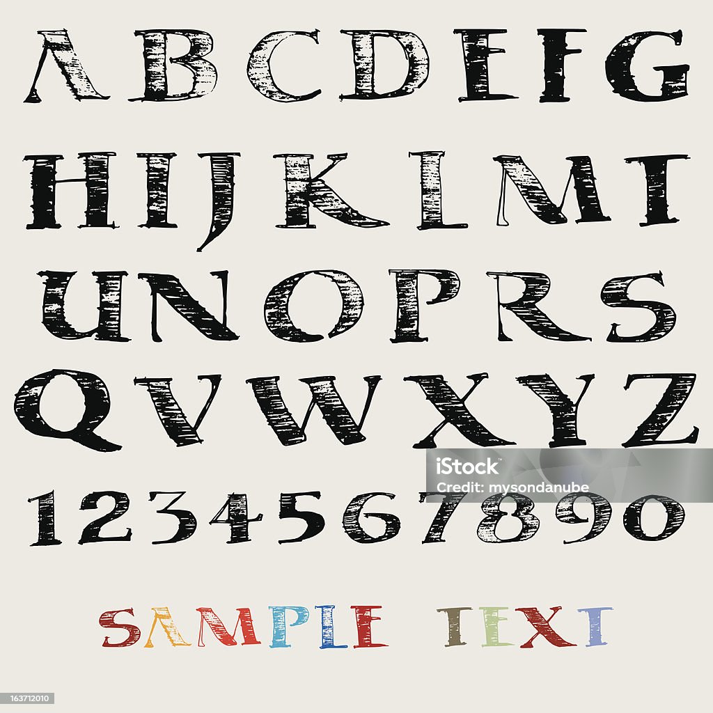 Vektor hand drawn alphabet - Lizenzfrei Alphabet Vektorgrafik