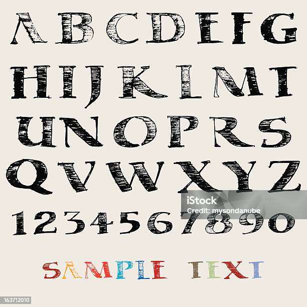 Vektor Hand Drawn Alphabet Stock Vektor Art und mehr Bilder von Alphabet - Alphabet, Alphabetische Reihenfolge, Bleistiftzeichnung