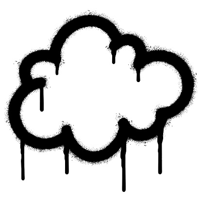Spray Painted Graffiti cloud icon Sprayed isolated with a white background. graffiti cloud icon with over spray in black over white. Vector illustration.