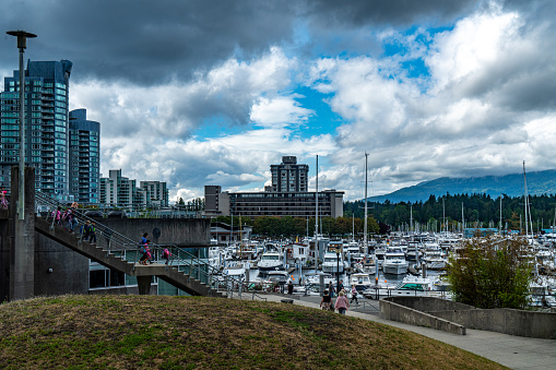 Granville Island, Vancouver BC, Canada. February 19th 2023. The iconic Granville island, False Creek area is a musr see for vacationers. Come explore Vancouver.