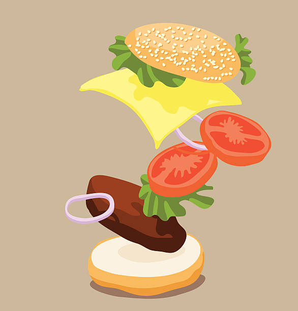 hamburger - backgrounds beef close up cooked stock illustrations