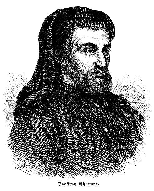 ilustrações de stock, clip art, desenhos animados e ícones de geoffrey chaucer-antiguidade gravado retrato - literary artist