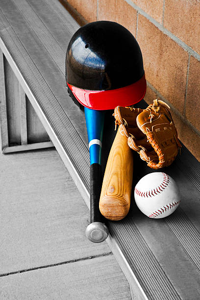 istock Baseball Metal Bench Dugout Gear 163713447