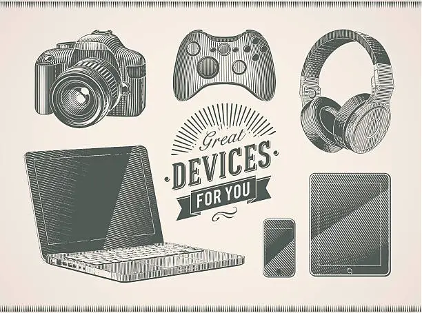 Vector illustration of Vintage devices
