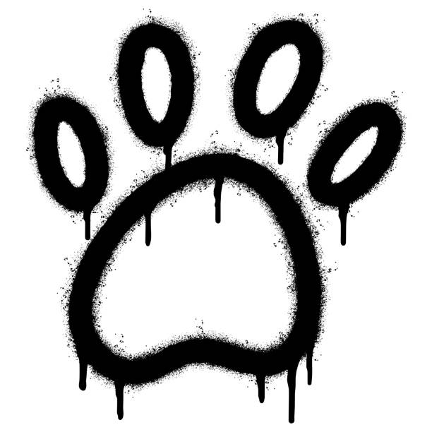 Spray Painted Graffiti Paw Print icon Sprayed isolated with a white background. graffiti paw icon with over spray in black over white. Vector illustration. Spray Painted Graffiti Paw Print icon Sprayed isolated with a white background. graffiti paw icon with over spray in black over white. Vector illustration. dog splashing stock illustrations