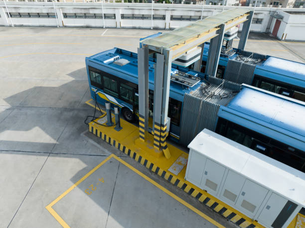 istock Sustainable urban development, electric bus charging facilities 1637154892