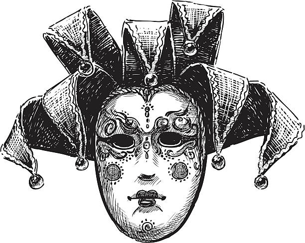 늙음 베니션 ㅁ마스크 - jester harlequin carnival venice italy stock illustrations