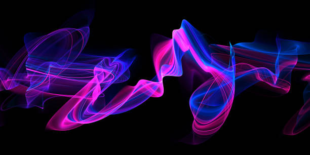 Abstract fractal neon smoke wave banner.