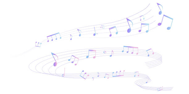 декоративная нотная рамка иллюстрация - musical staff music piano blue stock illustrations