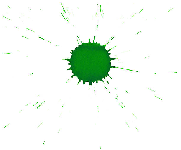 istock Isolated green ink splatter drop close-up 163724336