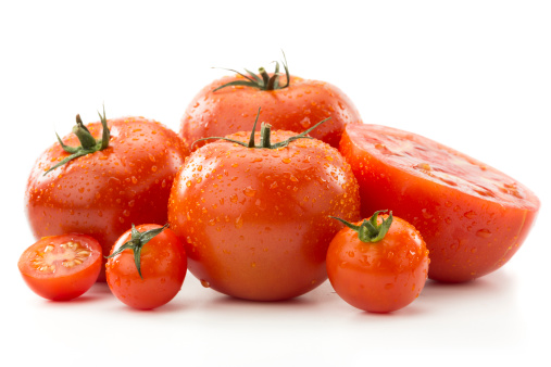 Tomatoes isolated on white background. Clipping Path included.