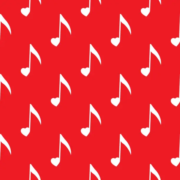 Vector illustration of Heart Musical Note Seamless Pattern