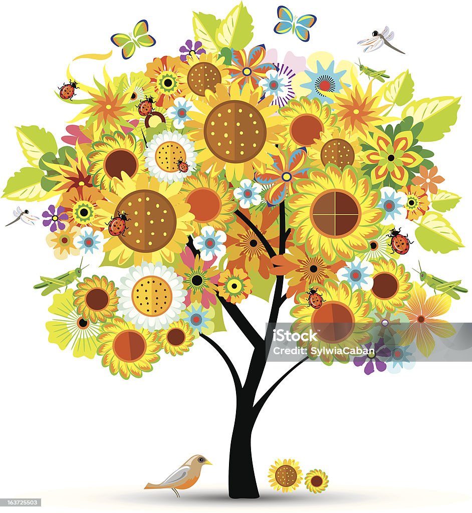 Sonnenblume tree - Lizenzfrei Blumenmuster Vektorgrafik