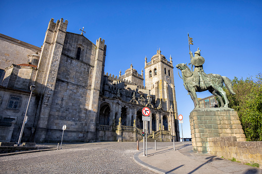 Street view of Porto Cathedral in the morning, Porto, Portugal