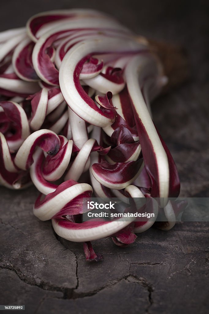 Red chicory Red chicory (Cichorium intybus) on a wooden background Radicchio Stock Photo
