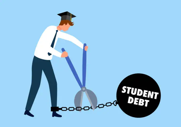 Vector illustration of Student debt free concept vector illustration. Education loan free.