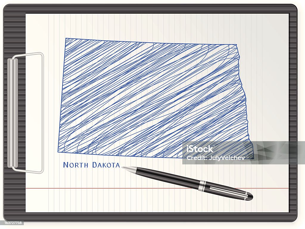 Carte de presse-papiers, Dakota du Nord - clipart vectoriel de Blanc libre de droits