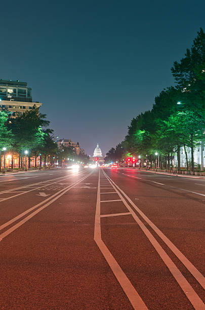 us capitol e iluminação de rua em washington dc - mid atlantic usa flash - fotografias e filmes do acervo